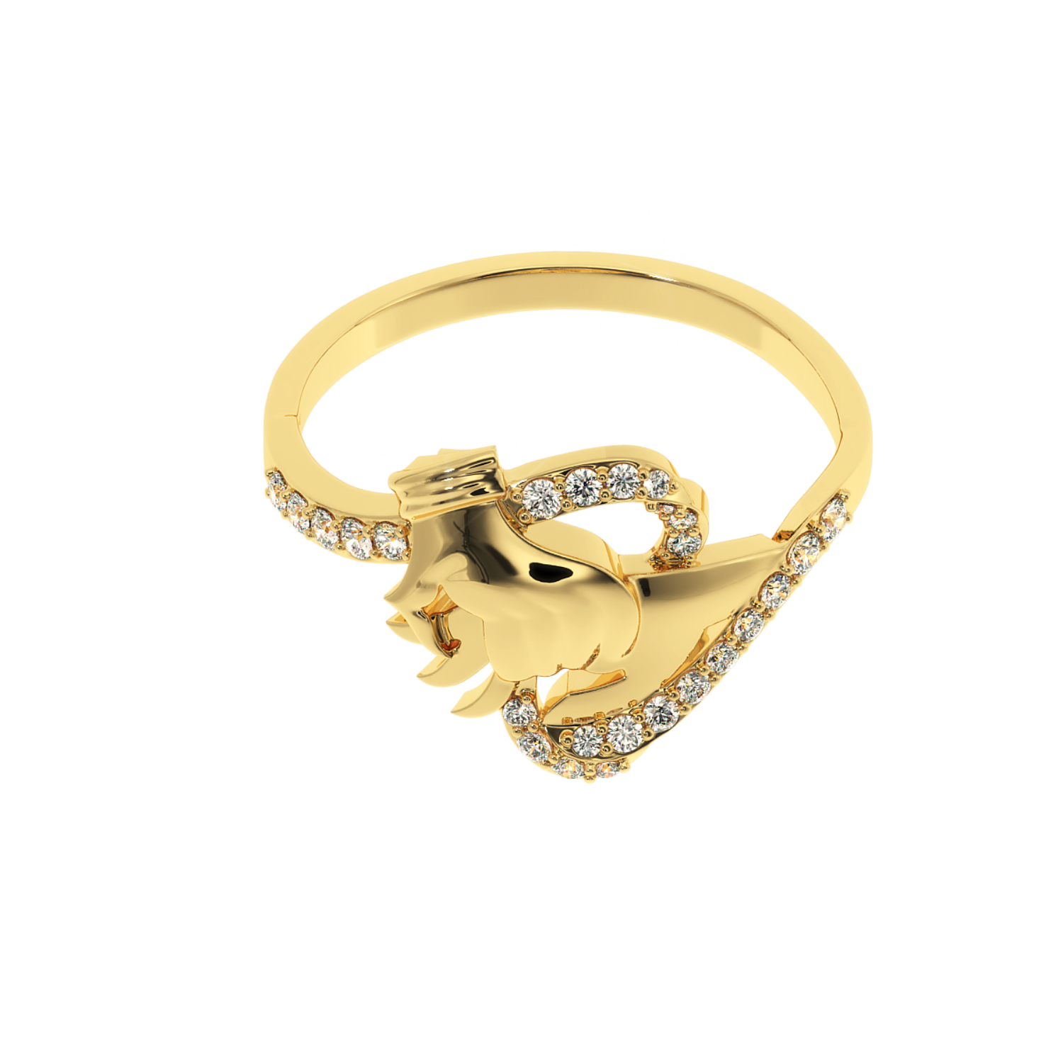 0.21ct Lab Diamond Rope & Hands Ring 14K YG